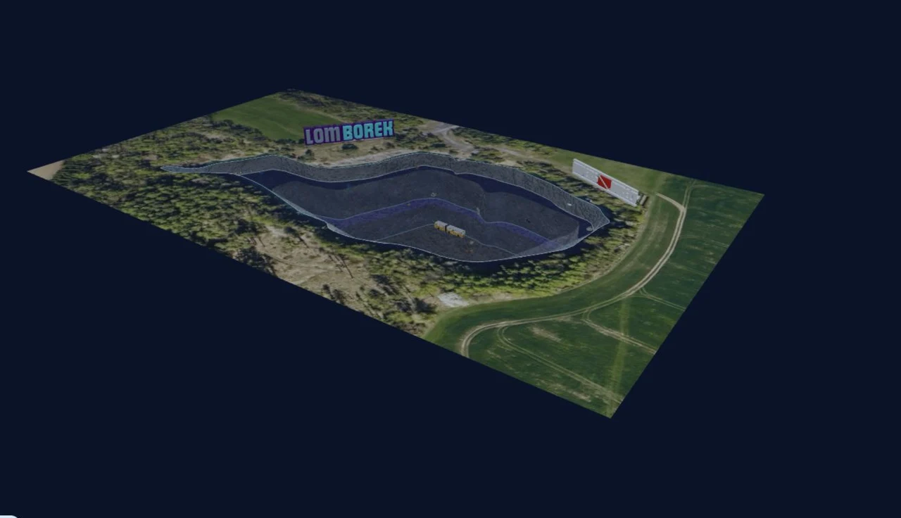 Podvodní mapa a hloubky lomu Borek