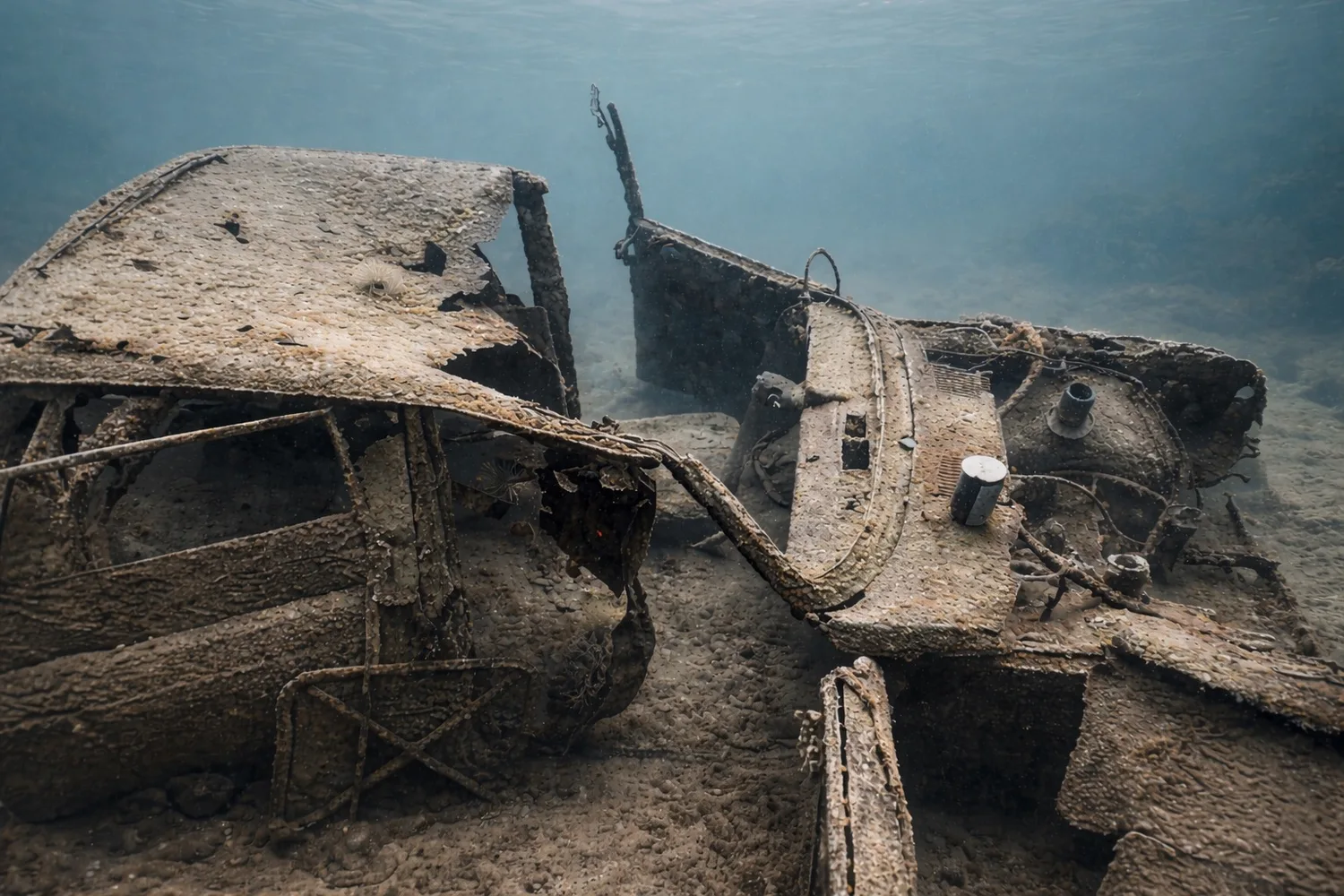 Wartburg car wreck underwater