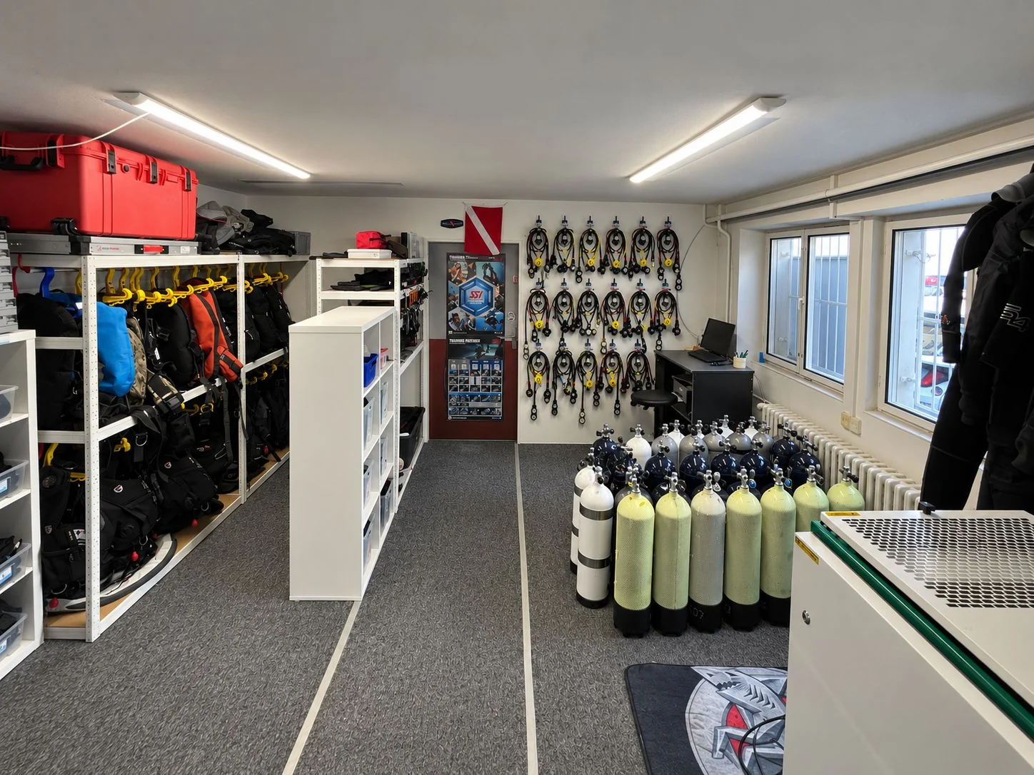 Divers Direct equipment hire with wings, regulators, suits and diving cylinders